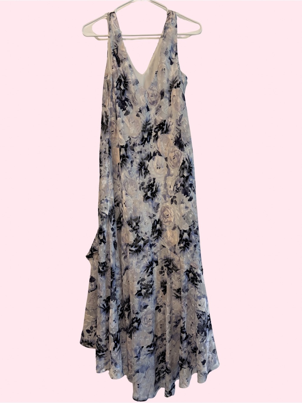 Alex Evenings Cream and Purple Floral V-Neck Tiered Maxi Dress - Picture 3 of 5